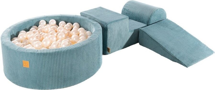Tyrkysové manšestrové pěnové hřiště 3 ks výška 30 cm 225x90 cm – Meowbaby
