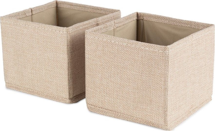 Béžové látkové úložné boxy v sadě 2 ks 14x12x12 cm Sandy – Compactor