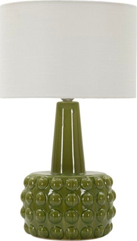 Bílá/zelená keramická stolní lampa s textilním stínidlem (výška 51,5 cm) Gress – Mauro Ferretti