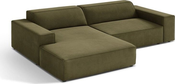 Khaki sametová modulární rohová pohovka (levý roh/s lenoškou) Jodie – Micadoni