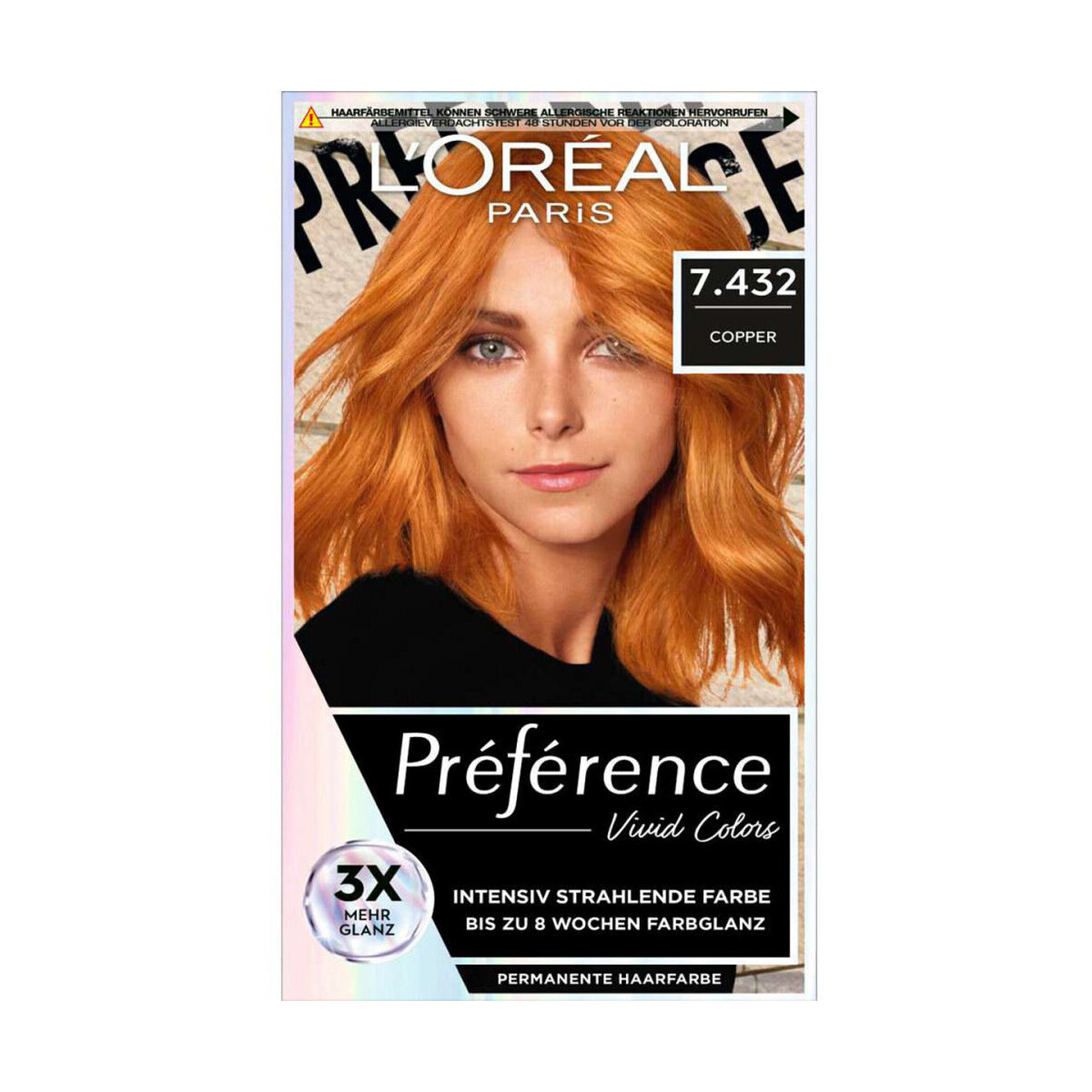 L'oréal  Preference Vivid Colors Hair Dye - 7.432 Copper  Oranžová