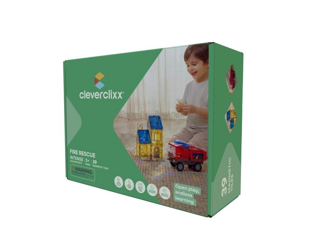 Cleverclixx - Magnetická stavebnice Hasiči Intense 39 ks