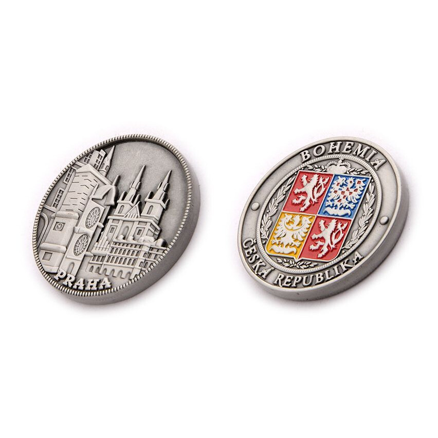 Pamětní mince s českým znakem Praha Česká republika - stříbrná-barevná