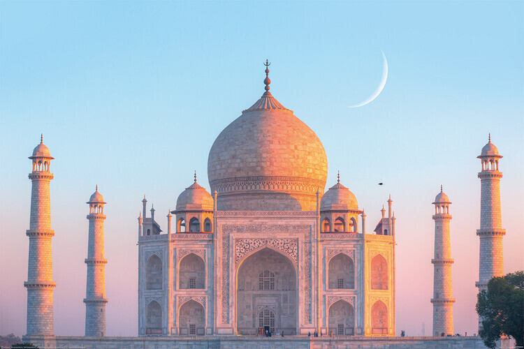 Europosters Plakát, Obraz - Taj Mahal - Sunset, 120 × 80 cm