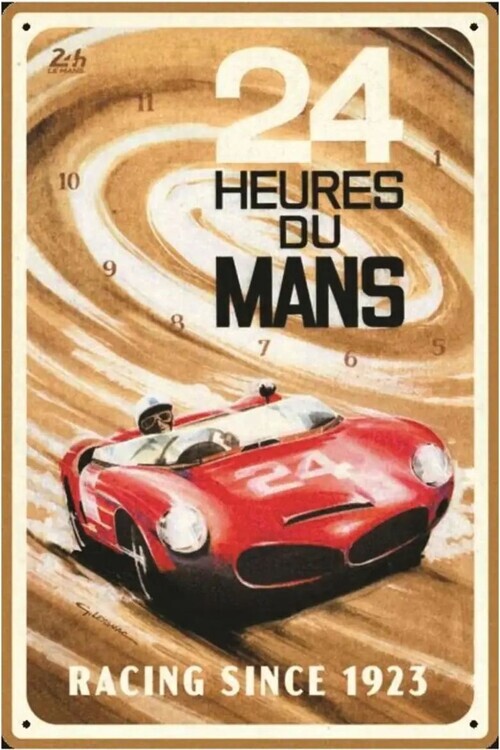 Postershop Plechová cedule 24h du Mans - Red Car 1963, 20 x 30 cm
