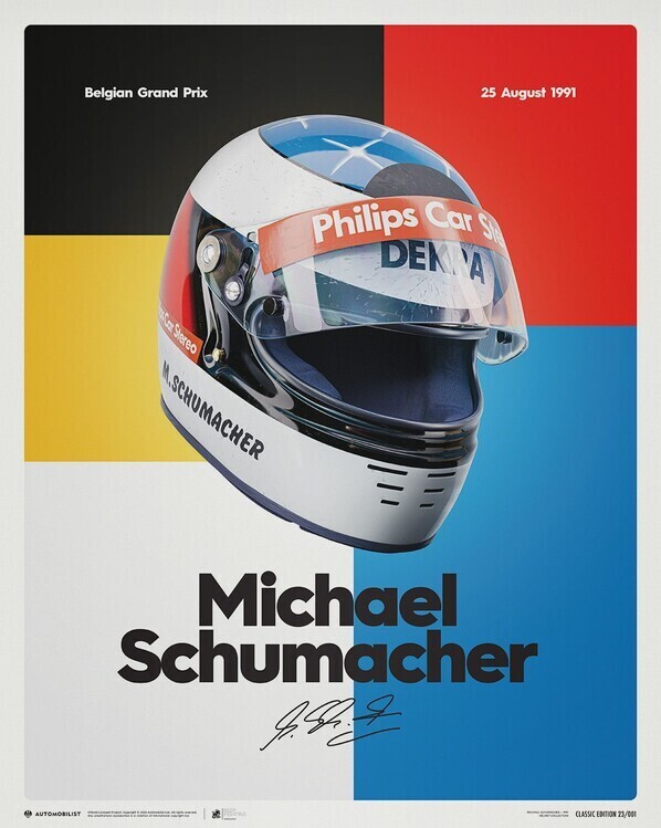 Automobilist Umělecký tisk Michael Schumacher - Helmet - 1991, Automobilist, 40 × 50 cm