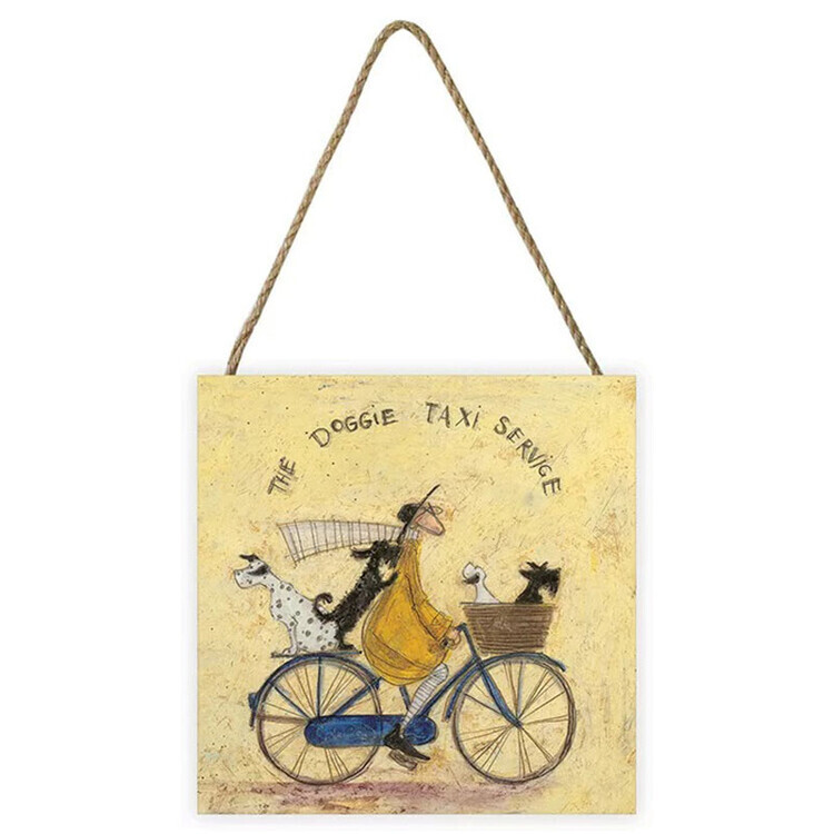 PYRAMID Dřevěný obraz Sam Toft - The Doggie Taxi Service, 20 × 20 cm