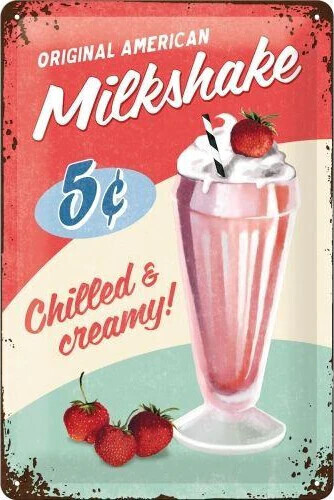 Postershop Plechová cedule Original American Milkshake, 20 x 30 cm