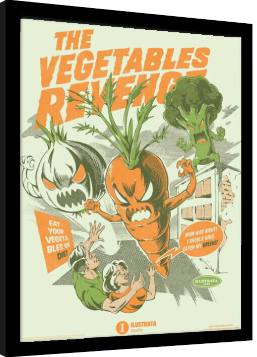 PYRAMID Obraz na zeď - Ilustrata - The Vegetables Revenge, 34.3 × 44.5 cm