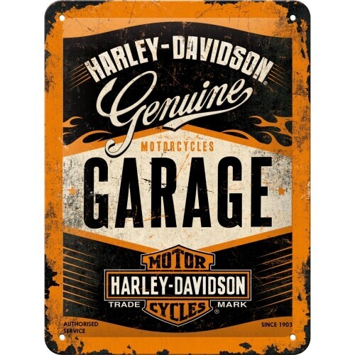 Postershop Plechová cedule Harley Davidson - Garage, 15 x 20 cm