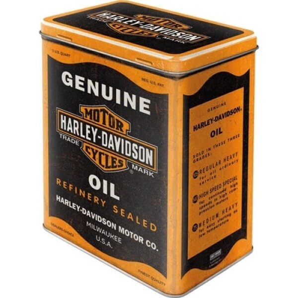 Nekupto Plechová dóza Plechová dóza Harley Davidson - Genuine Oil, 14 x 20 x 10 cm