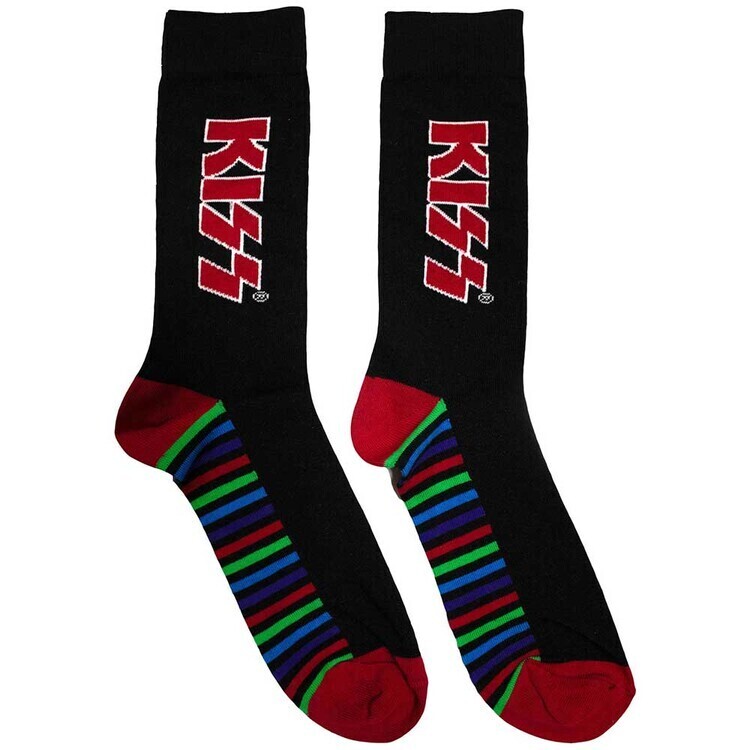 ROCKOFF Ponožky KISS - Red Logo & Stripes, EU 39 - 45 (UK 6 - 11; US 6,5 - 11,5)