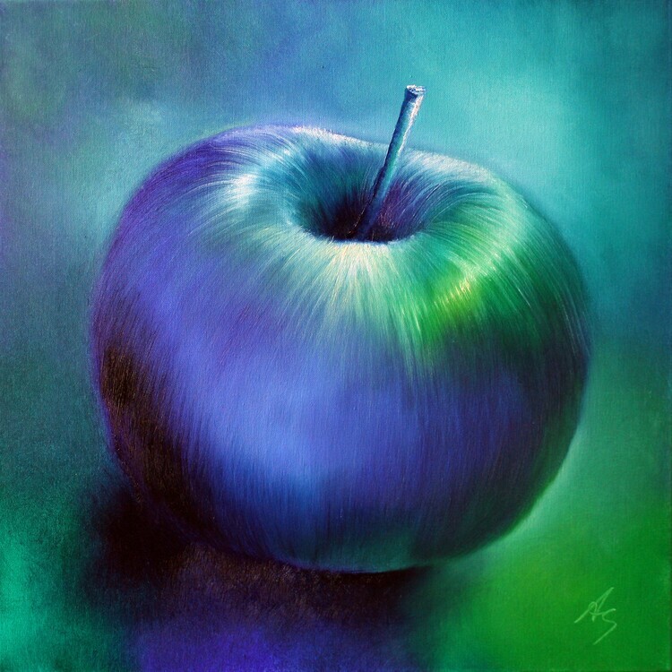 Annette Schmucker Plakát, Obraz - Blue apple, Annette Schmucker, 40 × 40 cm
