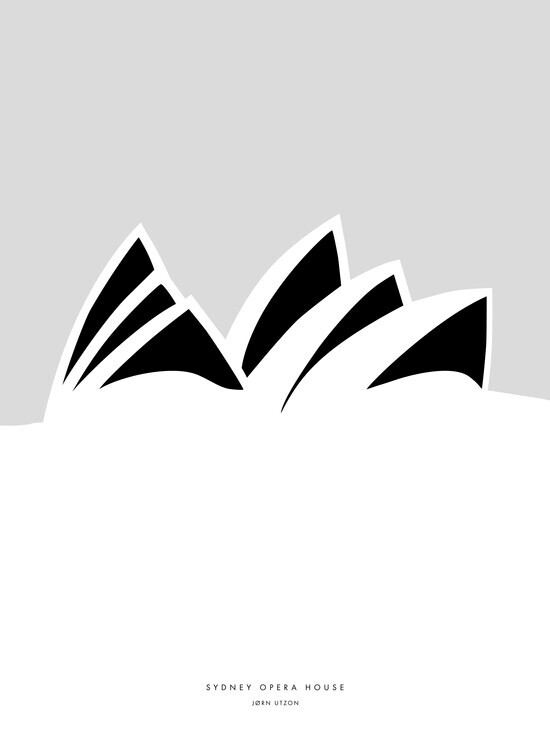 Blursbyai Plakát, Obraz - Minimal Sydney Opera House illustration, Blursbyai, 30 × 40 cm