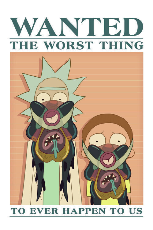 Europosters Plakát, Obraz - Rick & Morty -  Wanted, 26.7 × 40 cm