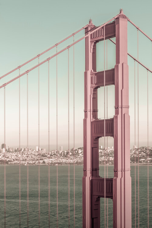 Melanie Viola Plakát, Obraz - SAN FRANCISCO Golden Gate Bridge | urban vintage style, Melanie Viola, 26.7 × 40 cm
