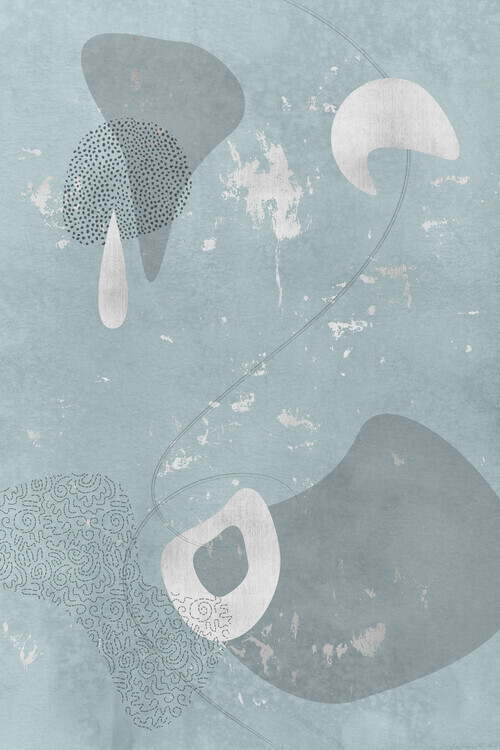 Melanie Viola Plakát, Obraz - Mid-Century Vintage No. 5 | silver-turquoise, Melanie Viola, 26.7 × 40 cm