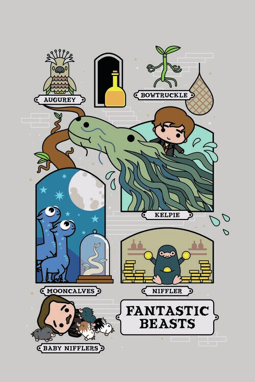 Europosters Plakát, Obraz - Fantastická zvířata: Grindelwaldovy zločiny - Chibi, 26.7 × 40 cm