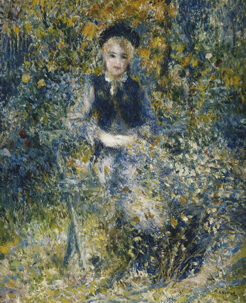 Renoir, Pierre Auguste Plakát, Obraz - Young Girl on a Bench; La Jeune Fille au Banc, 1875, Renoir, Pierre Auguste, 30 × 40 cm