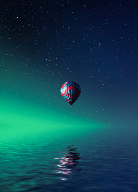 Bess Hamiti Plakát, Obraz - Balloon on lake Batllava, Bess Hamiti, 30 × 40 cm