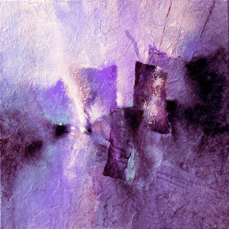 Annette Schmucker Plakát, Obraz - purple tidal rhythms, Annette Schmucker, 40 × 40 cm