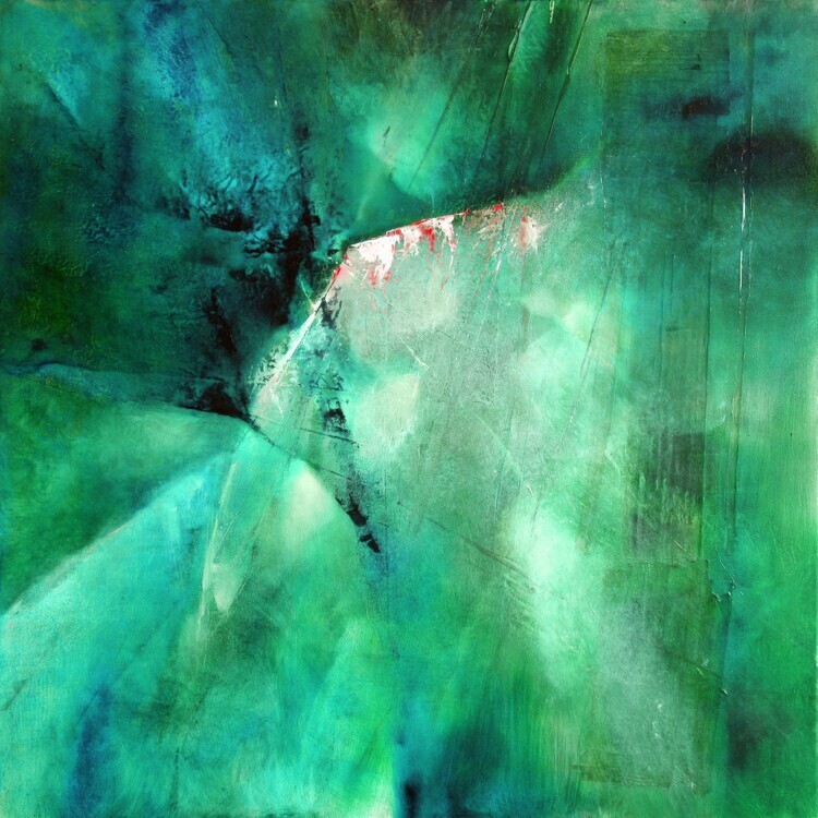 Annette Schmucker Plakát, Obraz - moody blue in green, Annette Schmucker, 40 × 40 cm