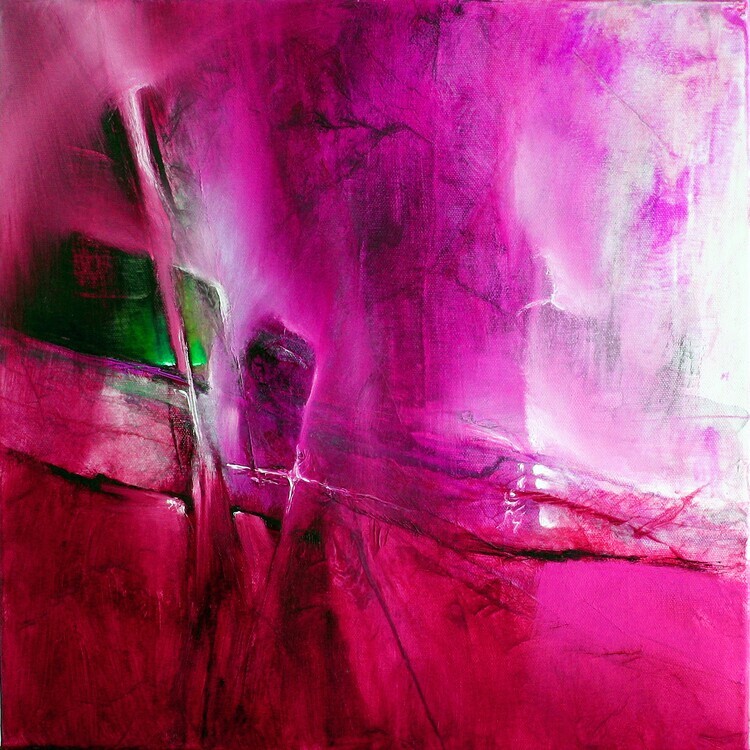 Annette Schmucker Plakát, Obraz - green emerald in pink, Annette Schmucker, 40 × 40 cm