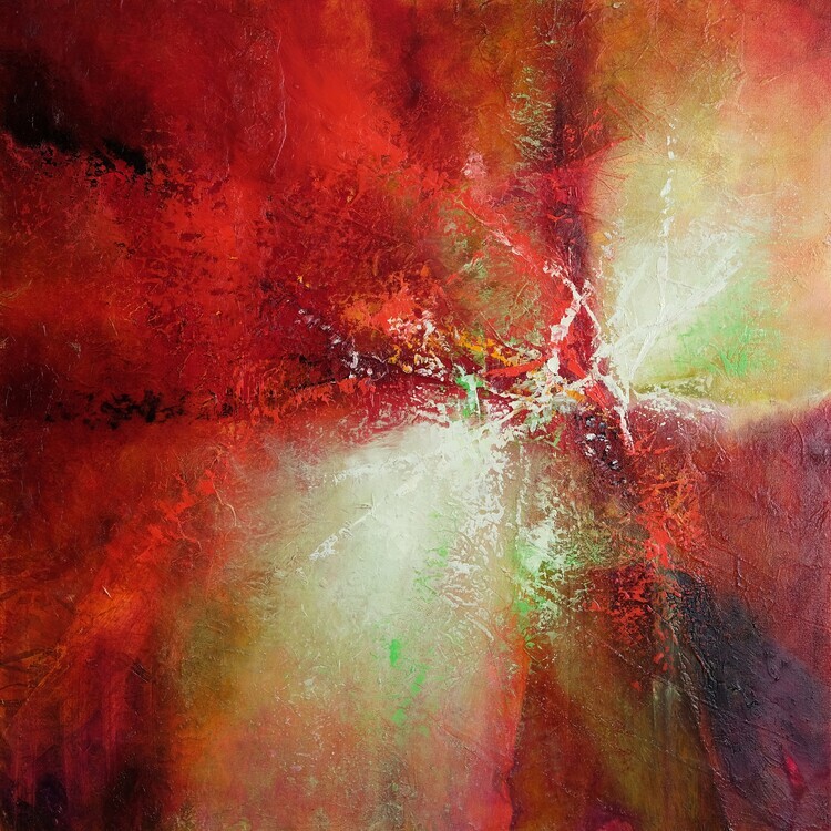 Annette Schmucker Plakát, Obraz - energy in red, Annette Schmucker, 40 × 40 cm
