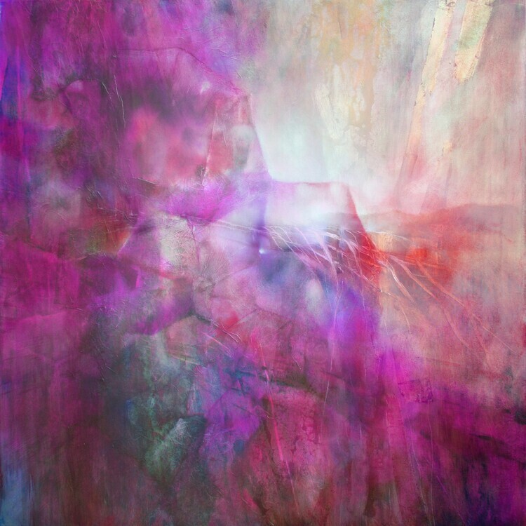 Annette Schmucker Plakát, Obraz - drifting - composition in purple, Annette Schmucker, 40 × 40 cm