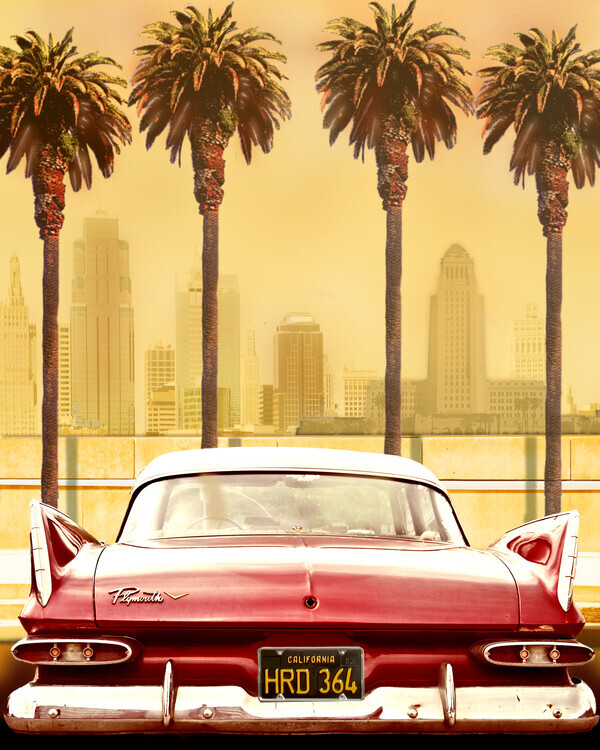 LARRY BUTTERWORTH Plakát, Obraz - PLYMOUTH SAVOY WITH PALMS, LARRY BUTTERWORTH, 30 × 40 cm