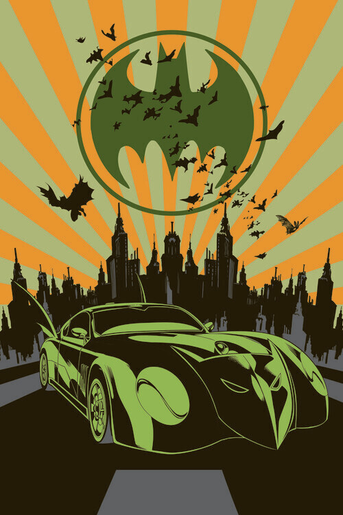 Europosters Plakát, Obraz - Batmobile in Gotham, 26.7 × 40 cm