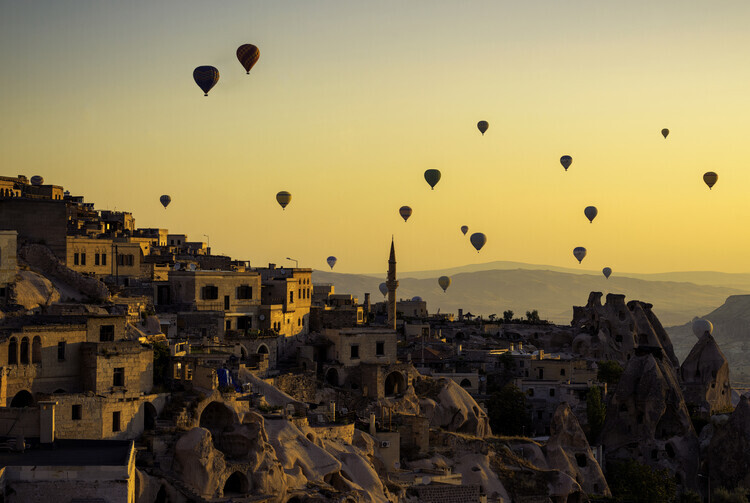 Yavuz Pancareken Plakát, Obraz - Sunrise over Cappadocia, Yavuz Pancareken, 40 × 26.7 cm