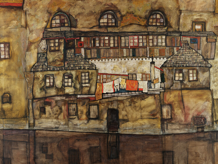Egon Schiele Plakát, Obraz - The House on the River Wall, Egon Schiele, 40 × 30 cm