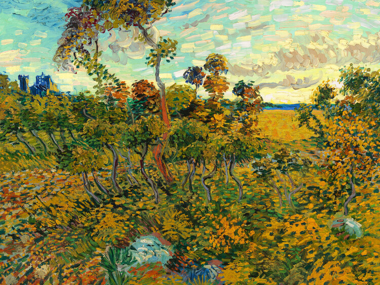 Vincent van Gogh Plakát, Obraz - Sunset at Montmajour (1888), Vincent van Gogh, 40 × 30 cm