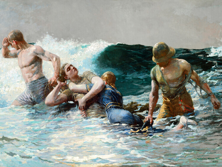 Winslow Homer Plakát, Obraz - Undertow, Winslow Homer, 40 × 30 cm