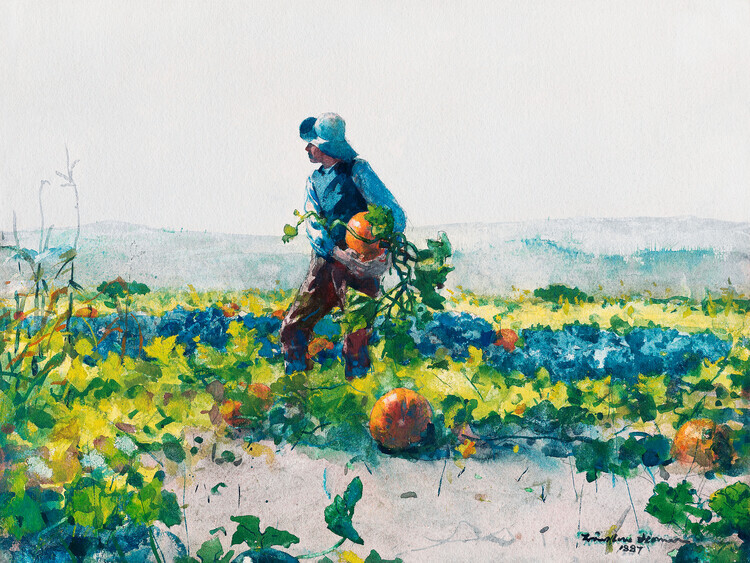 Winslow Homer Plakát, Obraz - The Pumpkin Picker, Winslow Homer, 40 × 30 cm