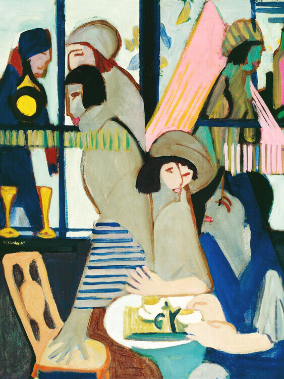 Ernst Ludwig Kirchner Plakát, Obraz - The Café, Talking over Coffee, Ernst Ludwig Kirchner, 30 × 40 cm