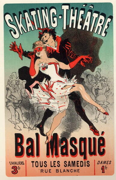 Cheret, Jules Plakát, Obraz - Masquerade Ball at the Skating Theatre, Cheret, Jules, 26.7 × 40 cm