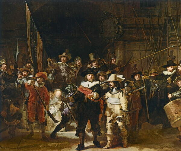Rembrandt Harmensz. van Rijn (1606-69) Plakát, Obraz - The Nightwatch, 1642, Rembrandt Harmensz. van Rijn (1606-69), 40 × 33.4 cm