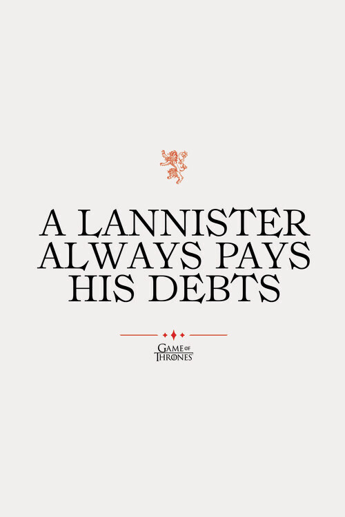 Europosters Plakát, Obraz - Game of Thrones - A Lannister always pays, 26.7 × 40 cm
