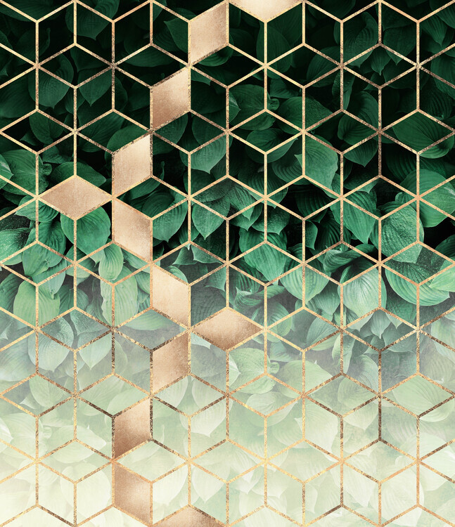 Elisabeth Fredriksson Plakát, Obraz - Leaves And Cubes, Elisabeth Fredriksson, 34.5 × 40 cm