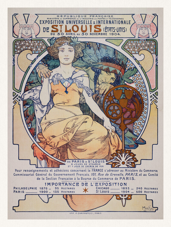 Alfons Mucha Plakát, Obraz - Universal And International Exhibition Of St. Louis, Alfons Mucha, 30 × 40 cm