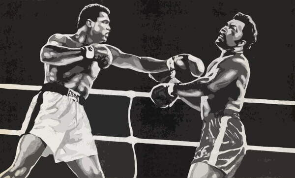 English School, Plakát, Obraz - Muhammad Ali defeating George Foreman, English School,, 40 × 24.2 cm