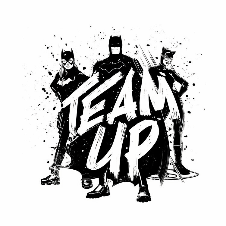 Europosters Plakát, Obraz - Batman - Team up, 40 × 40 cm
