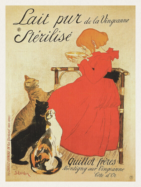 Théophile Steinlen Plakát, Obraz - Pure Sterilized Milk, Théophile Steinlen, 30 × 40 cm