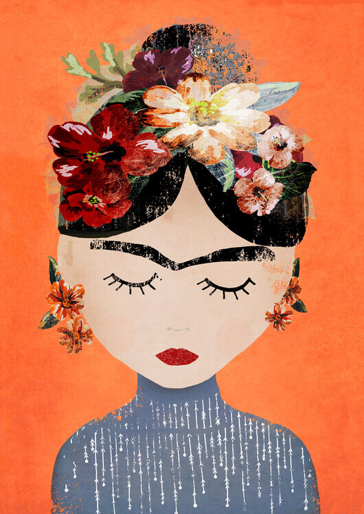 Treechild Plakát, Obraz - Frida (Orange Version), Treechild, 30 × 40 cm