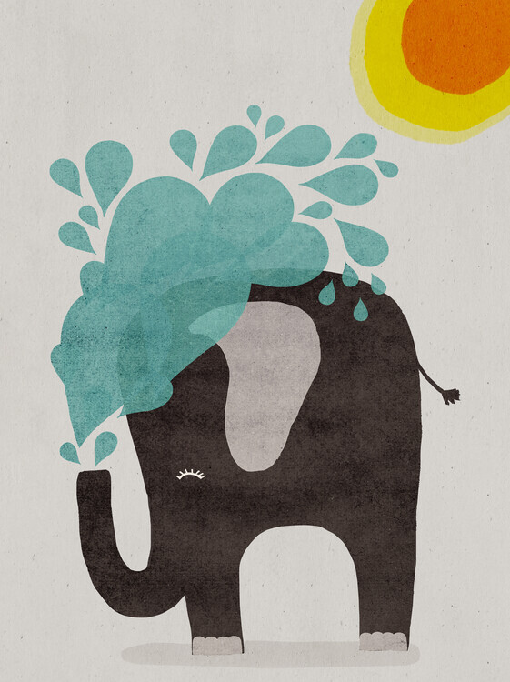Treechild Plakát, Obraz - Funny elephant, Treechild, 30 × 40 cm