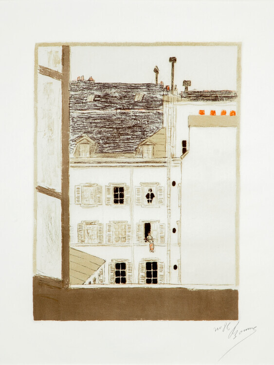 Pierre Bonnard Plakát, Obraz - Houses in the Courtyard, Pierre Bonnard, 30 × 40 cm