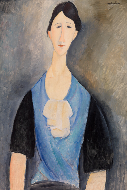 Amedeo Modigliani Plakát, Obraz - Portrait of a Young Woman in Blue, Amedeo Modigliani, 26.7 × 40 cm
