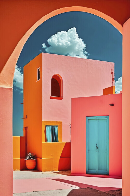 Treechild Plakát, Obraz - The Pink Village, Treechild, 26.7 × 40 cm